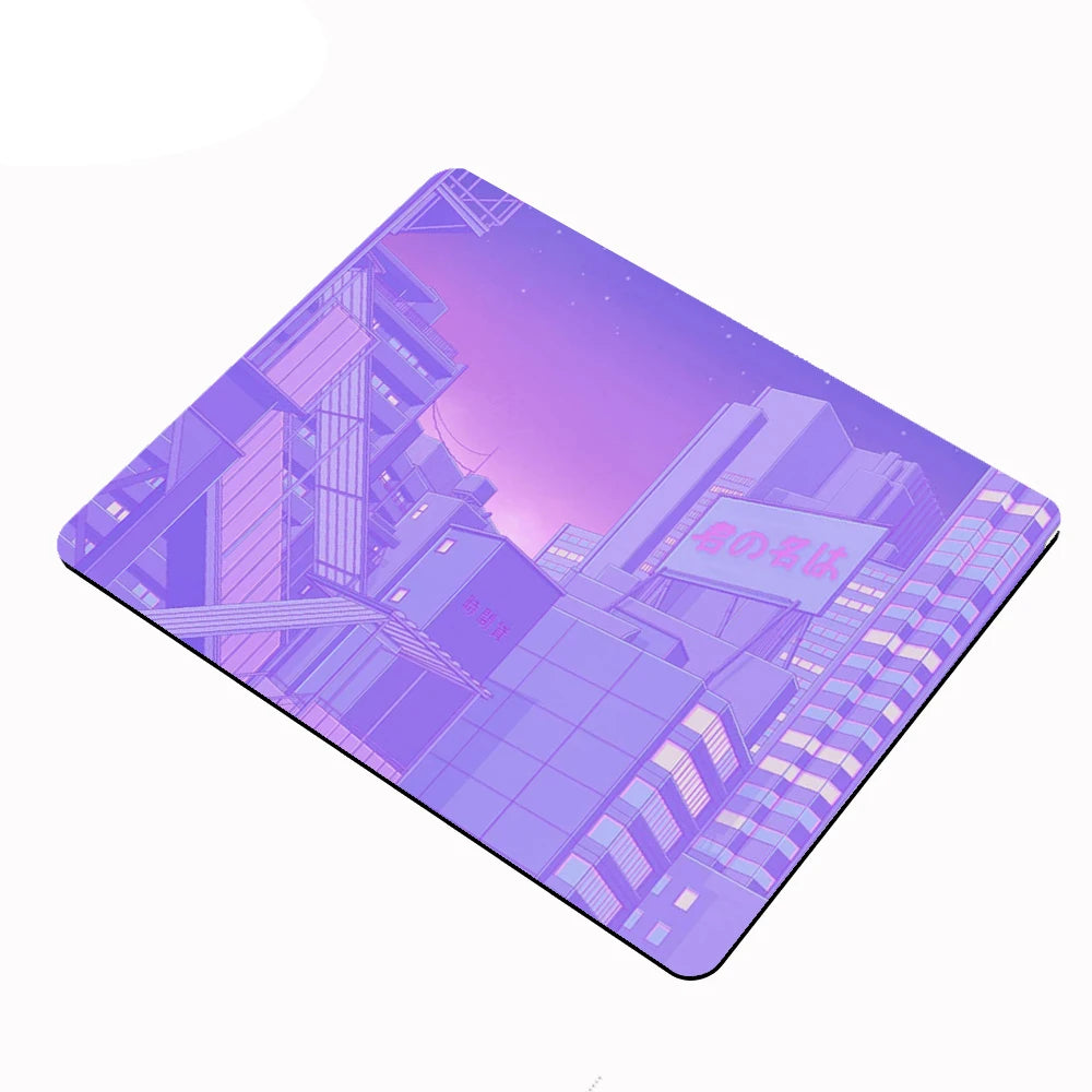 Small Mouse Pad Dreamy Girly Mousepad Gamer Purple Desk Mat Keyboard Pad Japanese-style Street Carpet Computer Mauspad 220X180
