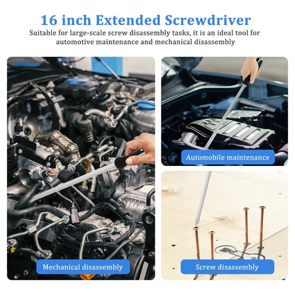 Extra Long Demolition Screwdriver 22 Inch Chrome Vanadium Steel Heavy Duty Slotted For Car Repair Tool Set
