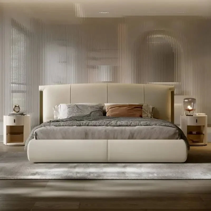 Aesthetic Elegant Double Bed Wooden Modern Bedroom Luxury Twin Bases Bed Queen King House Storage Camas De Dormitorio Furniture