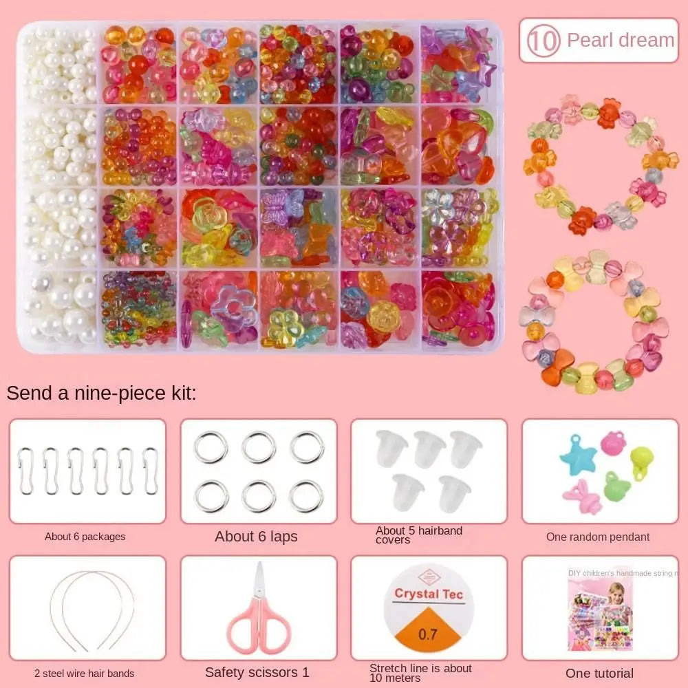 Arts Crafts DIY Handmade Beaded Kit Jewelry Set Handmade Kit for Make Bracelets Beads Creative DIY Beads for Children Girl
