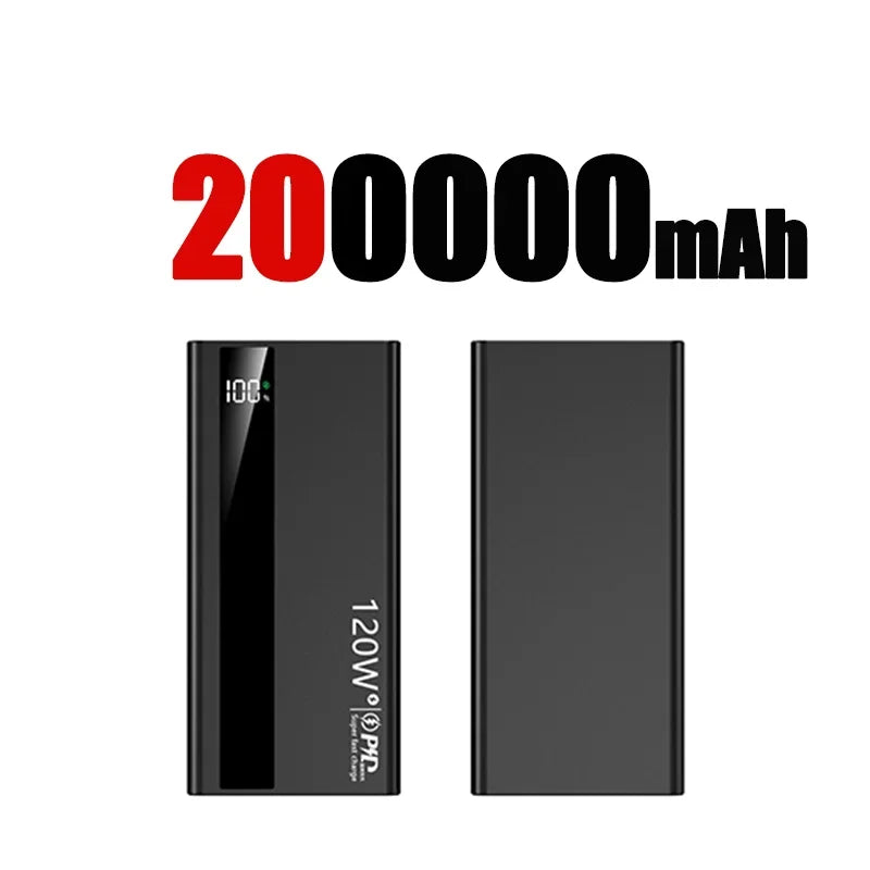 Lenovo 120W Fast Charging Large Capacity 200000mAh 2027 Digital Display Power Bank Outdoor Power Supply for Huawei iPhone