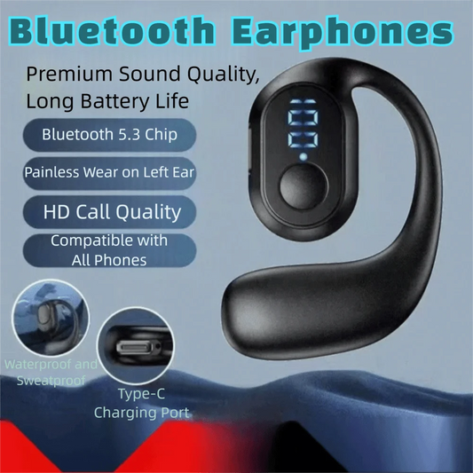 Ear Hook Wireless Earphones Bluetooth 5.3 Mini Handsfree Waterproof Sport Music Headset Single Earbuds OWS Headphone HiFi Music