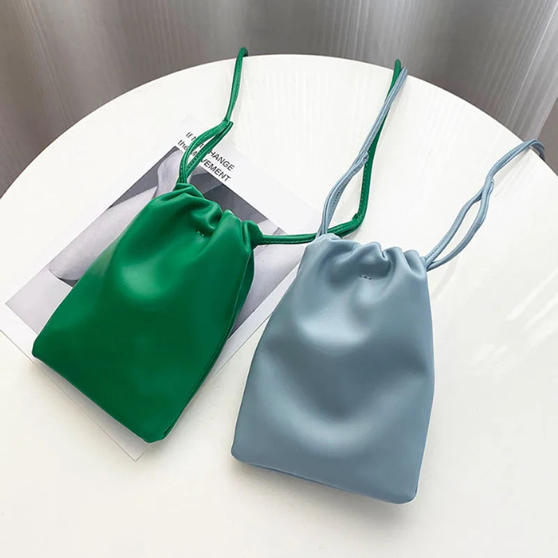 New mobile phone bag women's bag fashionable simple small lucky bag single shoulder crossbody bucket bag drawstring small bag