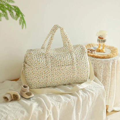 Large Capacity Mommy Bag Travel Tote Bag for Women Baby Diaper Bag Floral Print Multifunctional Crossbody Bag