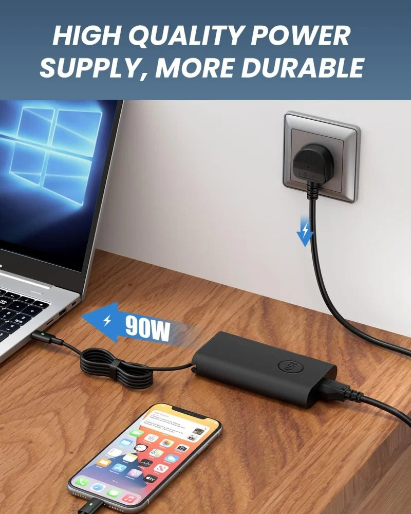 90W USB C Type C Laptop Charger For Dell XPS 15 13 Precision 3540 Latitude 3400 3500 7300 7400 7420 5420 5530 5289 Power Adapter