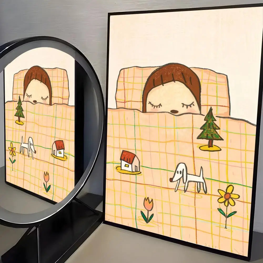 Y-Yoshitomo Nara Art Painting Calligraphy Canvas Poster Bedroom Living Room bar Hallway House interior Wall Decor