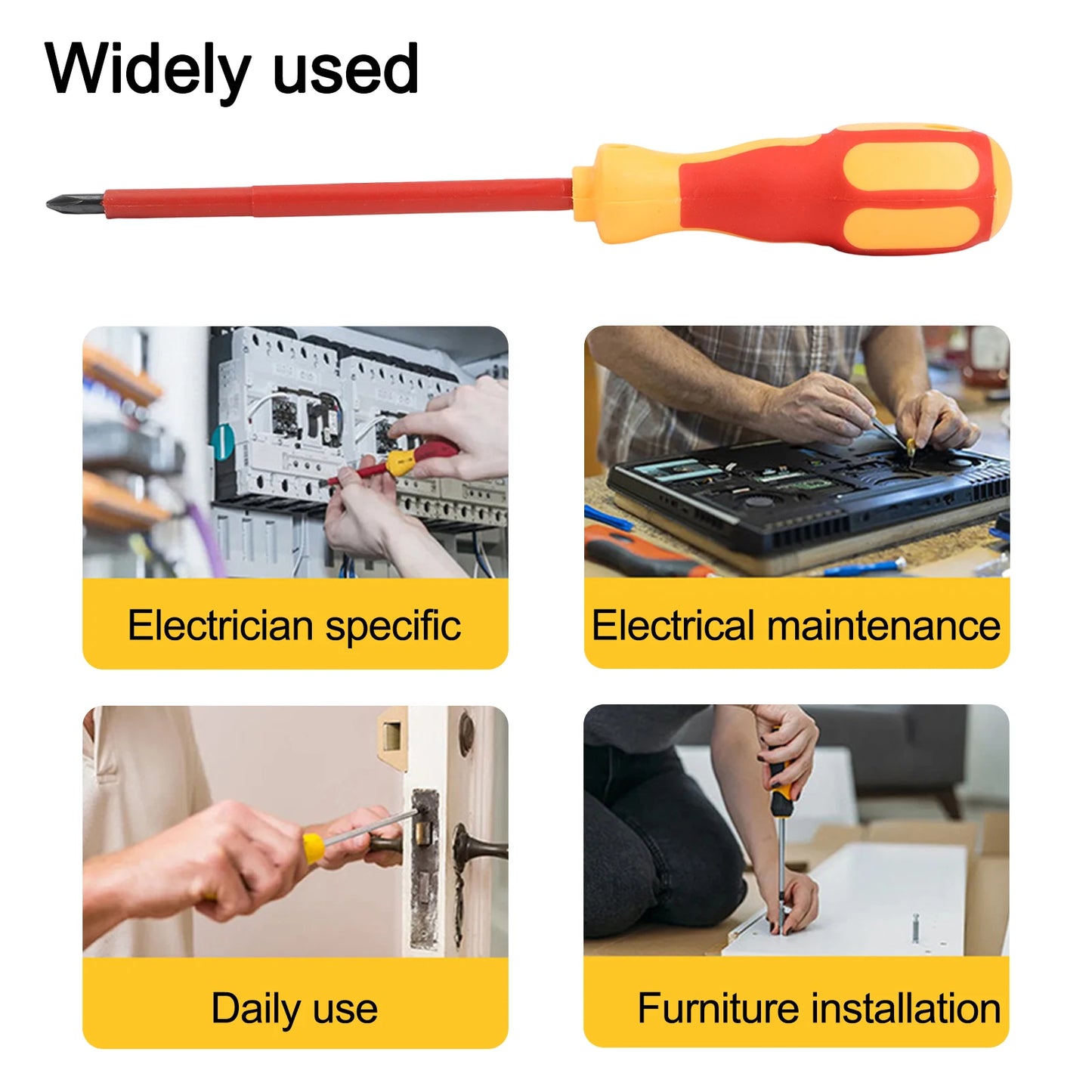 Screwdriver Set With Insulated Chrome Vanadium Steel Blade Ergonomic PP TPR Handle Magnetic Tip Flat Head And Cross Head 3-6mm