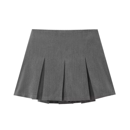 KONDALA Romantic High Waist Mini Skirts Women's Wide Pleated Elastic Waist Skirt with Safety Pants 2025 Casual Versatile Skirt