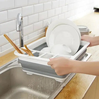 Kitchen Foldable Dish Rack With Drainer Portable Fold Drying Shelf Dish Drainer Foldable Dish Rack Bowl Plate Dish Drying Rack