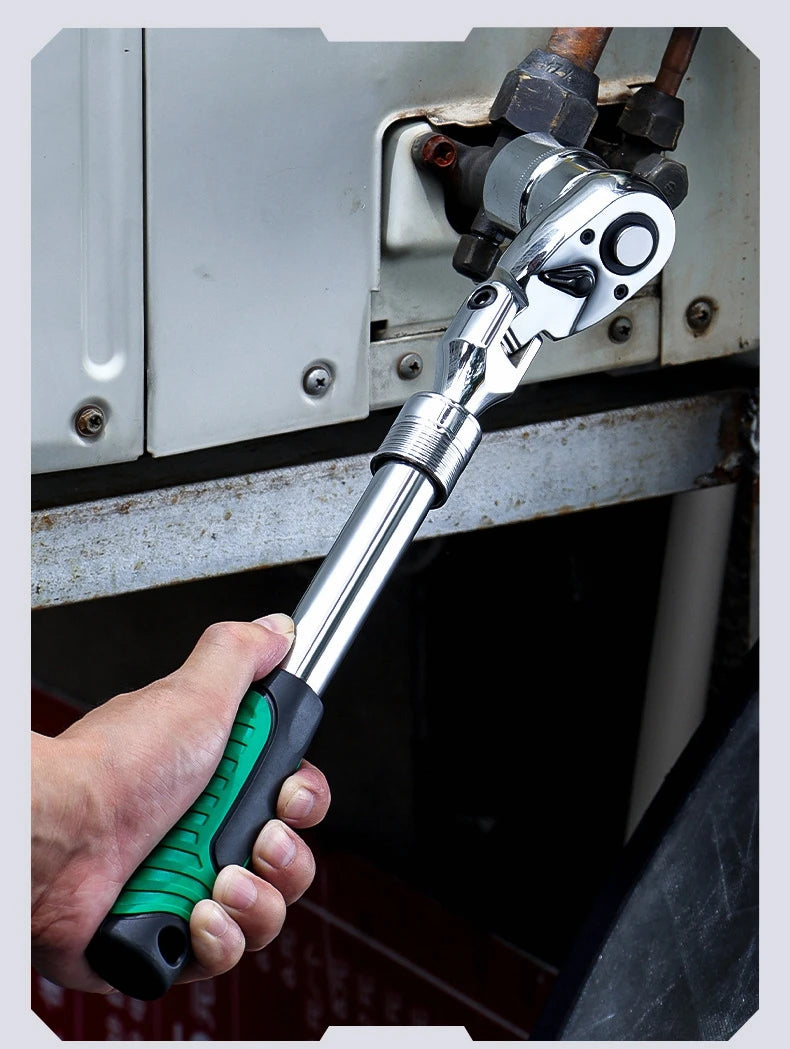 Drive Socket Drive Standard Ratchet Wrench , 1/4，3/8，1/2 Inch Flexible 72-Tooth Extendable Telescopic Socket Spanner Wrench