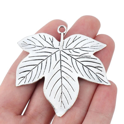 5pcs Antique Silver Color Large Tribal Branch Leaf Charms For DIY Fashion Necklace Jewellery Making Findings Accessories
