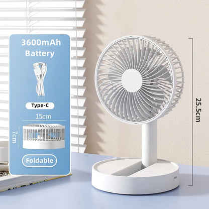 Lenovo Portable Foldable Desktop Fan USB C Rechargeable 3600mAh Battery 4 Speed Ultra Quiet Fan for Home Office Bedroom Dorm
