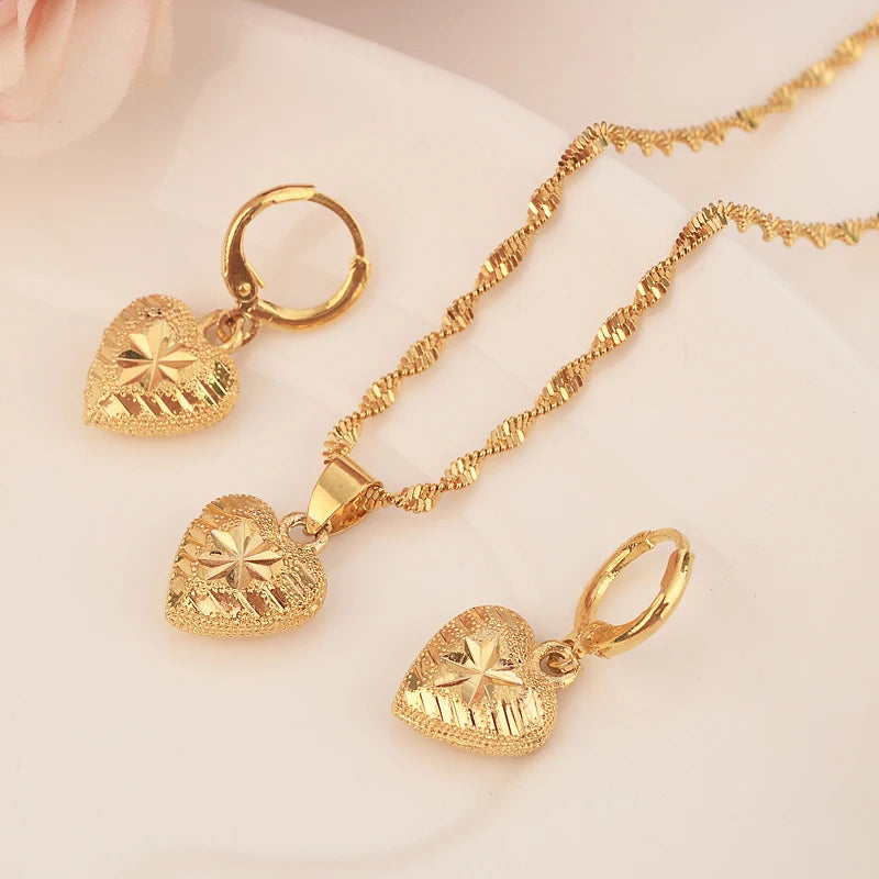 Fashion Gold Color Jewelry for Women Necklace Earrings Set Party Accessories Dubai India Africa Gift