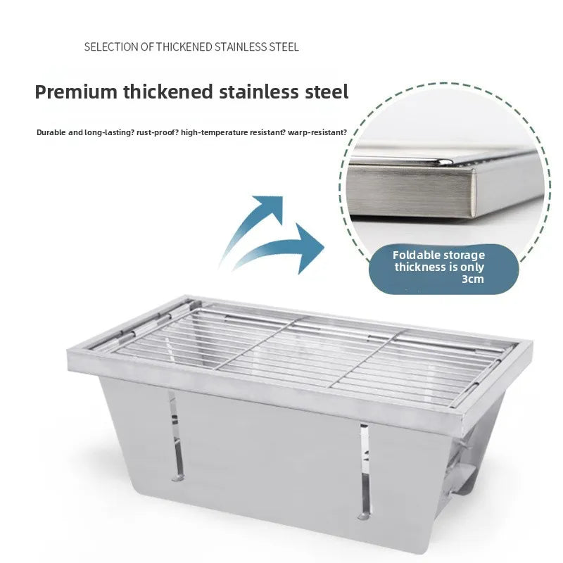 Outdoor Barbecue Grill Stainless Steel Portable Outdoor Stove Brazier IGT Table  Folding 1 Unit Firewood Stove Barbecue Camping