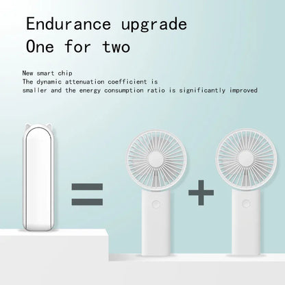 Portable Fan 2000mAh USB Rechargeable 3 Speed Mini Handheld Foldable Fan Hand Held Small Pocket Travel Fan with Handy Power Bank