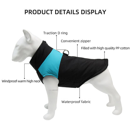 Winter Pet Coat Dog Clothing Warm Rainproof Overall Traction Cotton Pet Clothing Thick Big Dog Vest Pet Supplies Charge Coat