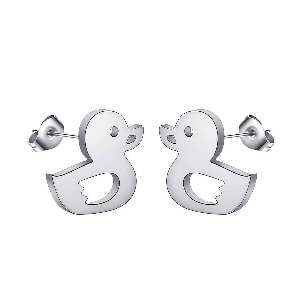 Kinitial Laser Carved Fashion Stainless Steel Earrings Duck Earrings Minimalist  Dainty Earrings Study Earrings Anniversary