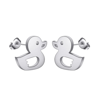 Kinitial Laser Carved Fashion Stainless Steel Earrings Duck Earrings Minimalist  Dainty Earrings Study Earrings Anniversary