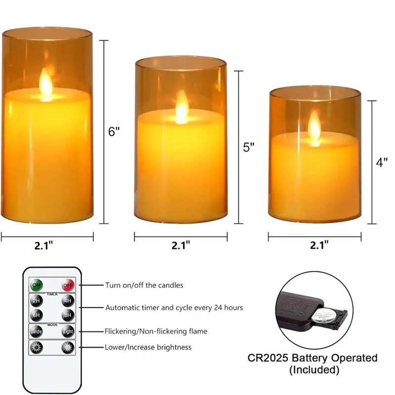 AA81-PP Flamless Flickering Candles With Remote And Timer, LED Pillar Candle For Dinner Wedding Holiday Decor