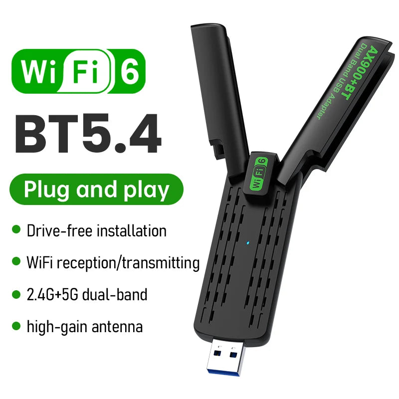 WiFi 7 Ethernet Adapter 6500Mbps USB 3.0 Wireless Network Card Triple Band Receiver For PC/Laptop Windows 10/11 Driver Free