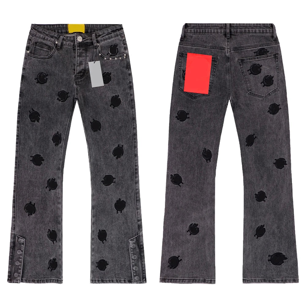 Y2k Baggy Denim Embroidered Jeans Hiphop Rock Revivals Jeans Street Style Sand Wash Distressed Streetwear Clothing Jeans for Men