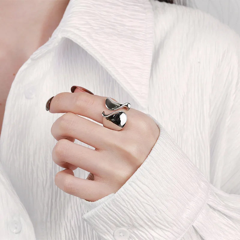 925 Sterling Silver Rings for Women Couple Minimalist Handmade Simple BIg Ring Party Jewelry Gift Prevent Allergy