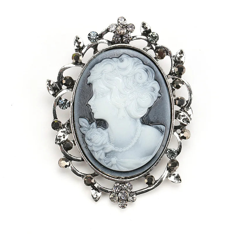 SHMIK Vintage Palace Style Relief Beauty Pendant Crystal Badges Brooch For Women Elegant Retro Middle Design Pin Jewelry