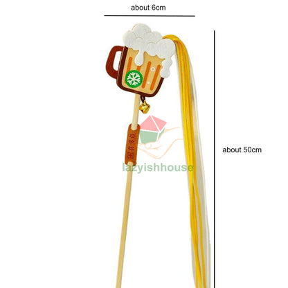 Pet Cat Toys Original New Products Cat Teasing Cat Bar Milk Tea Coffee Beer Style Long Tassel Bite Resistant Lovely Pet Toys