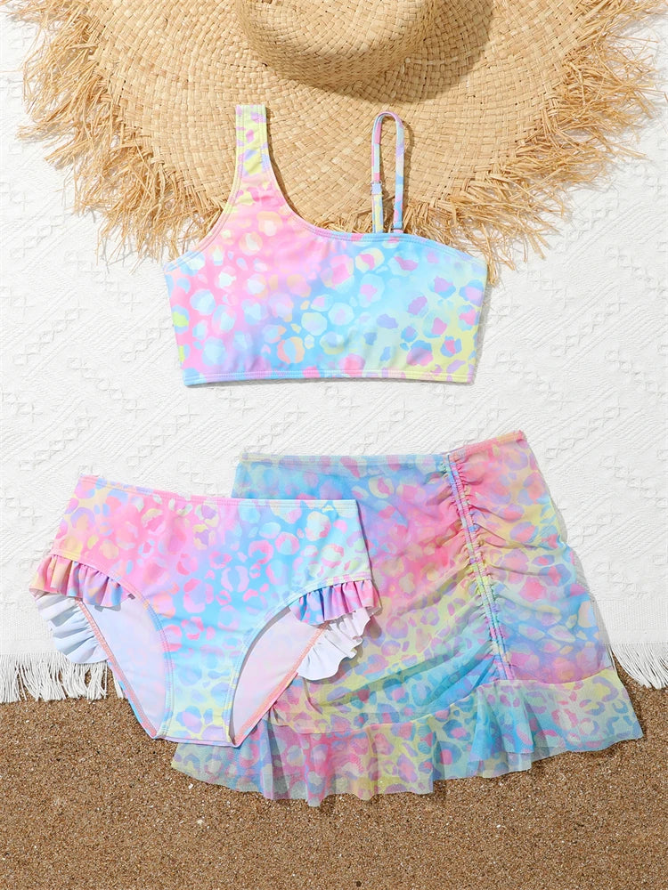 Bikini Girls Swimsuit 2026 New Gradient Sling Children Bikinis Set Three Piece Swimwear Summer Beach Wear Swimming Bathing Suit