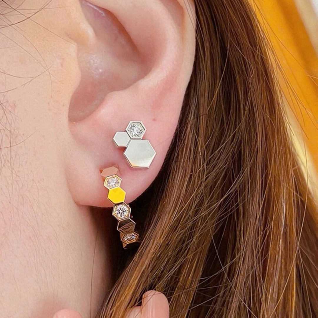 Fine Jewelry 925 Sterling Silver Women's Daily Work Jewelry. Elegant Hexagonal Design Trend Party Jewelry Holiday Gift