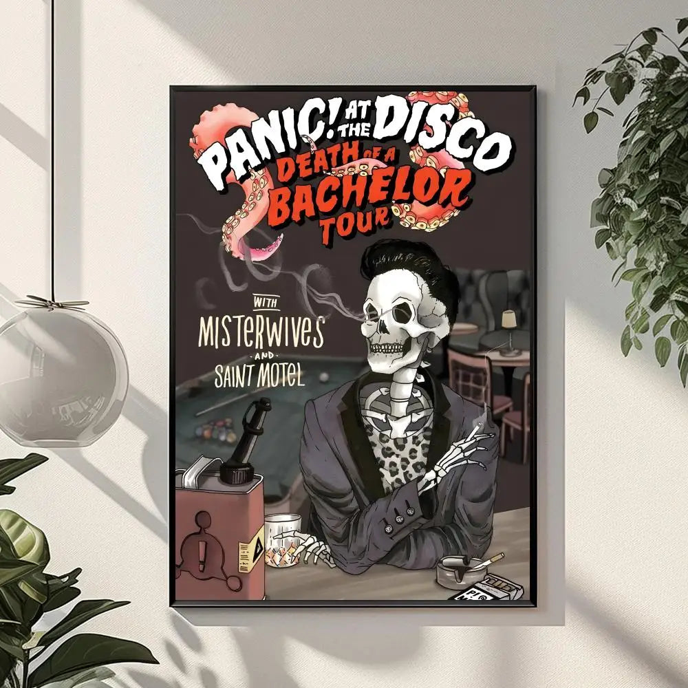 Rock Band P-panic At The Disco Painting Calligraphy HD Print Crease Art Photos For Living Room Home Wall Decor Canvas