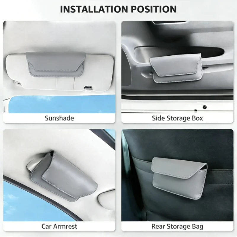 Car Glasses Case Organizer Storage Car Eyeglass Case Glasses Box For Car Sun Visor Organizer Sunglasses Leather Glasses Case