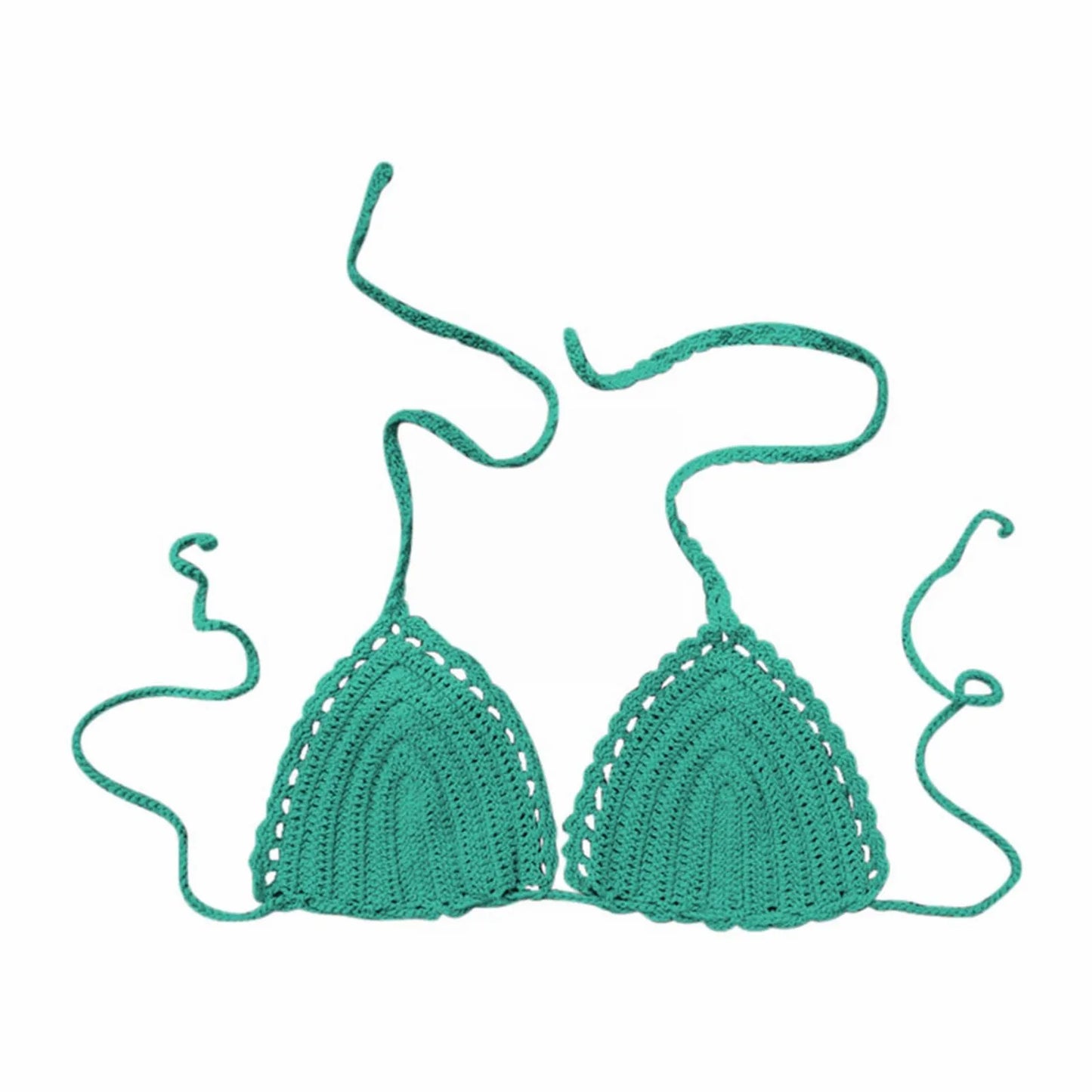 Women's Summer Sexy Bikini Hand Crochet Swimsuit Women Bikini Tops Solid Color Wireless Push Up Bra For Women Micro Bikinis