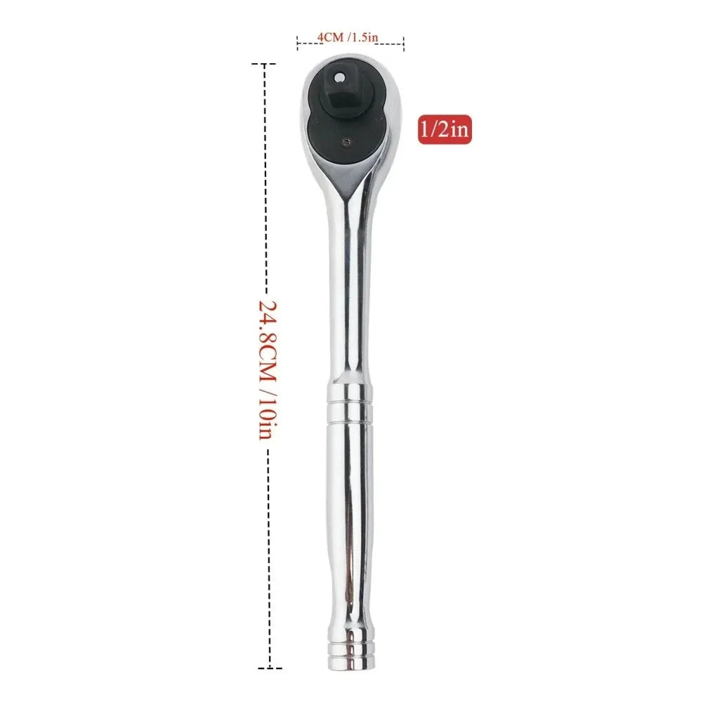 Ratchet Wrench 24Tooth Quick Release 1/4'' 3/8'' 1/2'' Socket Automotive Nut Reversible Drive Wrench Mechanical Hand Repair Tool