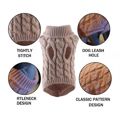 New Pet Small Pet Dog Clothes Sweater Fashion Autumn Winter Solid Fried Dough Twists Knitting Warm Comfort Clothing
