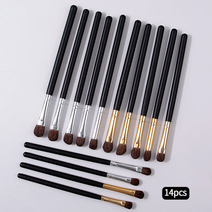 14pieces wooden-handled eye makeup brushes, eyeshadow brushes and eyebrow brushes are multi-functional beauty tools