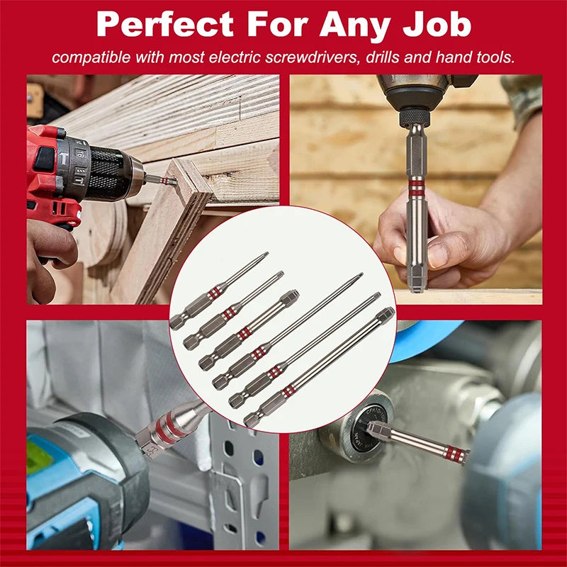 Screwdriver Bits Set 3Pcs With Magnetic Hex Shank Pagoda-shaped Design In Multiple Sizes For Electric Drills And Wrenches