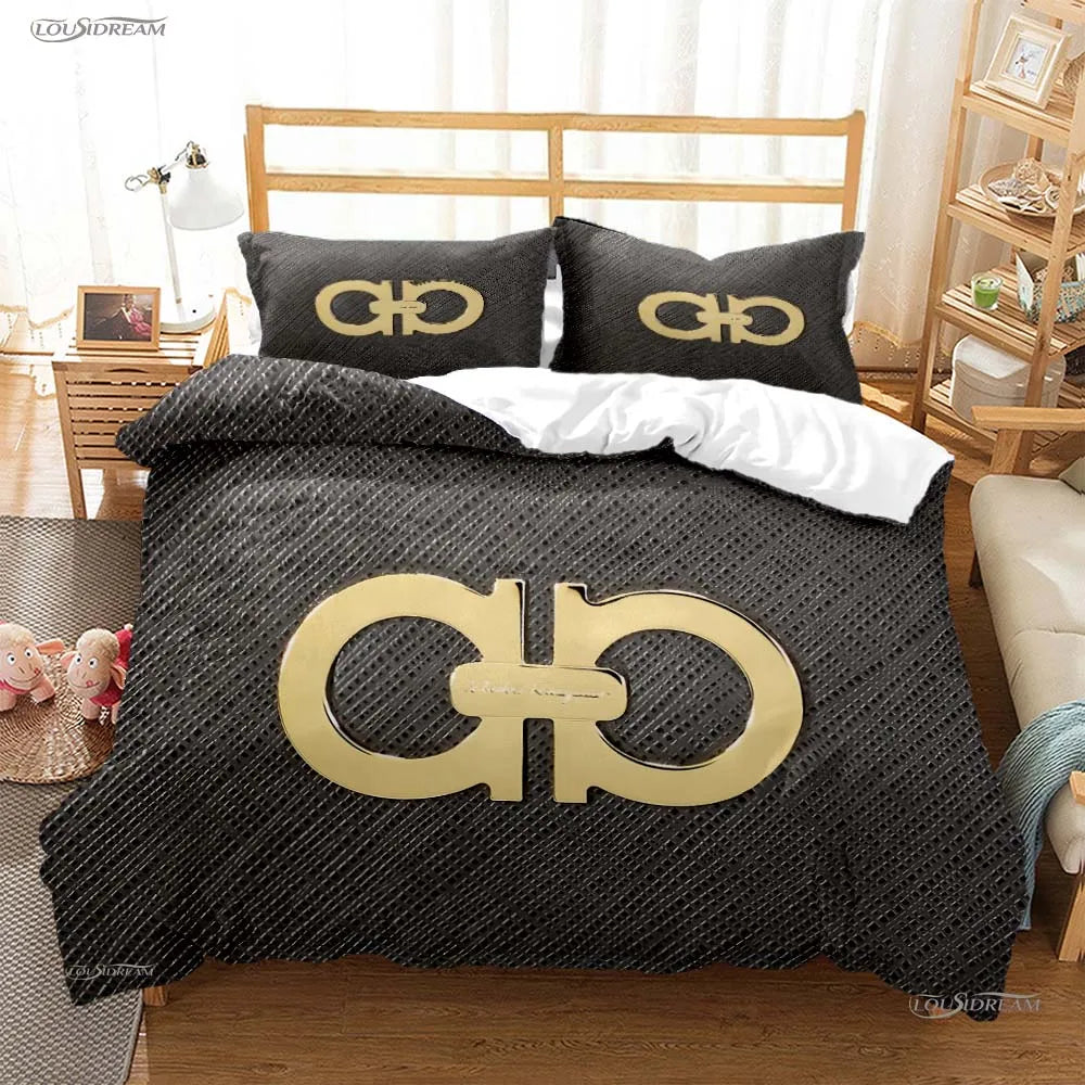 Fshion Luxury Brand Casal All Season Duvet Cover Comforter Bedding Set Soft Quilt Cover and Pillowcases Single/Double/Queen/King