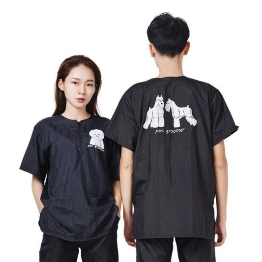 Pet Grooming Clothing Waterproof Work Clothes For Pet Stores Short Sleeve Tops Anti Hair And Anti-static Pet Groomer Smock Y0519