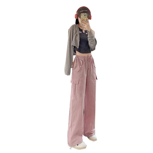 Workwear for Women's Spring New American Straight-leg Casual Wide-leg Pants High-waist Quick-drying Sports Pants