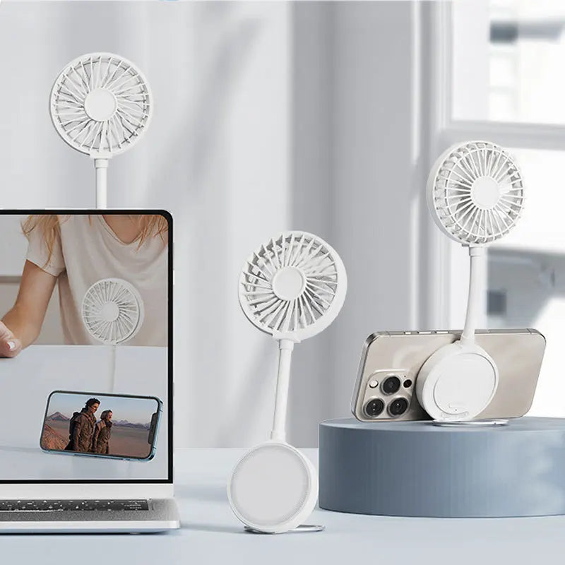 Portable Folding Fan With Magnetic Attachment For Desk Use, Mobile Gaming, Facial Cooling, And Heat Dissipation.