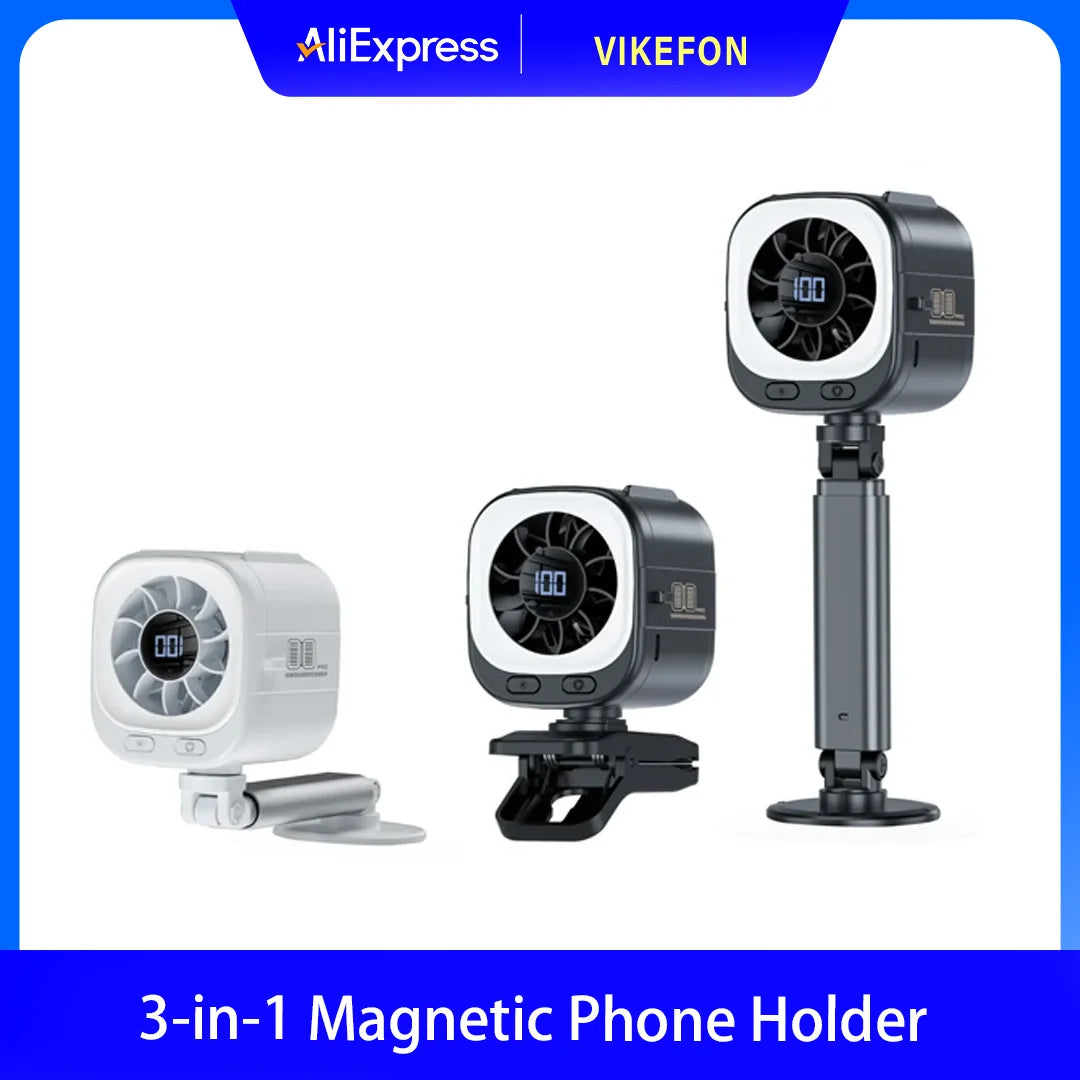 Portable Fan USB Rechargeable 3000mAh 15000RPM High Speed Brushless Motor 6-in-1 Mini Fan with Magnetic Base for Travel Stroller