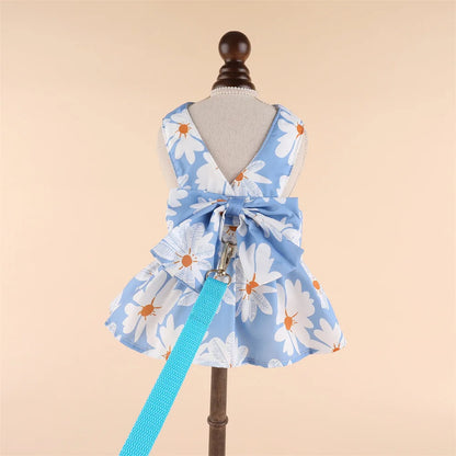 Pet Dog Clothes Spring And Summer Thin Style With Traction Rope Dress For Small Dogs And Cats Suitable For Teddy Bichon Fris