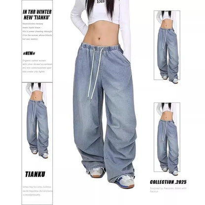Street Dance Trendy Blue Hip-hop Retro Jeans Women's Versatile American Dancing Pants Jazz Casual Pants Woman Clothes Ladies Y2k