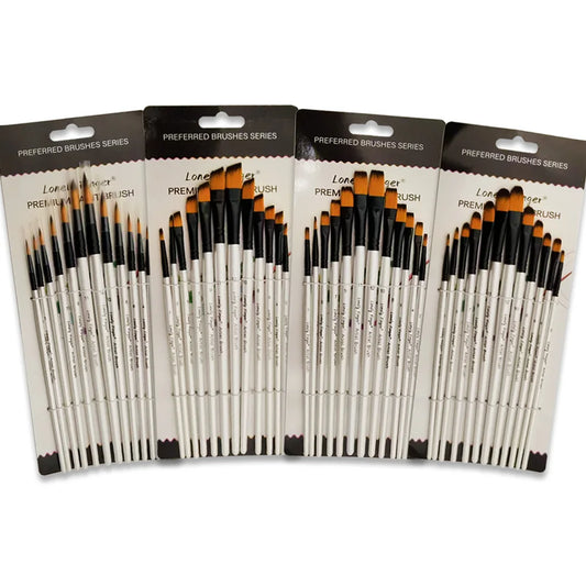 12/48pcs Acrylic Paint Brushes, Professional Synthetic Bristles Paint Brush Set Flat, Filbert,  Round, Angle Paint Brushes