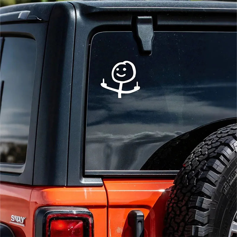 2 cartoon smiling car stickers - waterproof, UV resistant vinyl, easy to peel off and residue free. Suitable for windows/body
