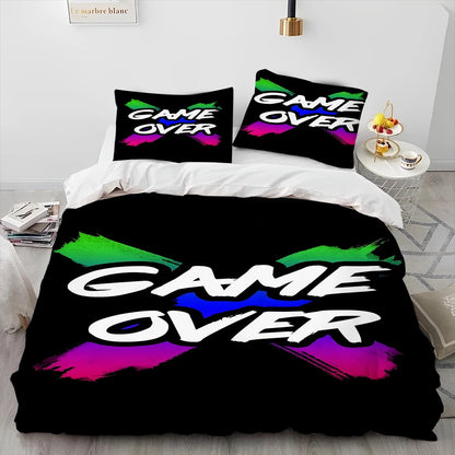 Cartoon Gamer Game Controller Comforter Bedding Set,Duvet Cover Bed Set Quilt Cover Pillowcase,King Queen Size Bedding Set Child