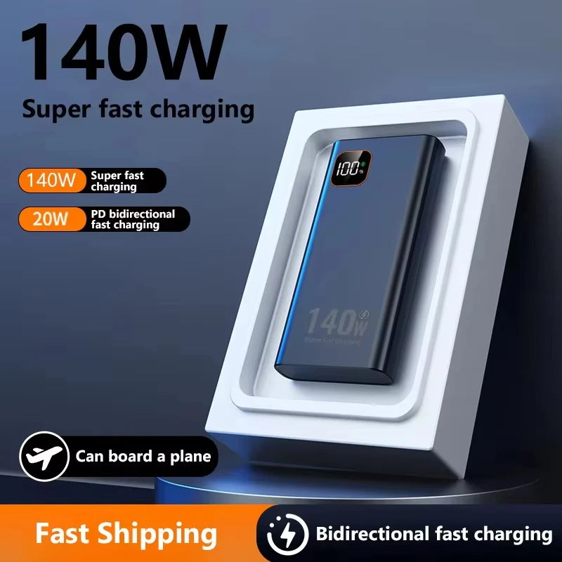 Lenovo 500000mAh Power Bank 140W Ultra Large Capacity Super Fast Charging Portable Power Digital Display External Battery 2026