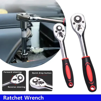 24 Teeth 1/4" 3/8" Inch Torque and Ratchet Wrench Quick-release Reversible Professional Heavy Duty Ratchet Hand Tools Car Tools