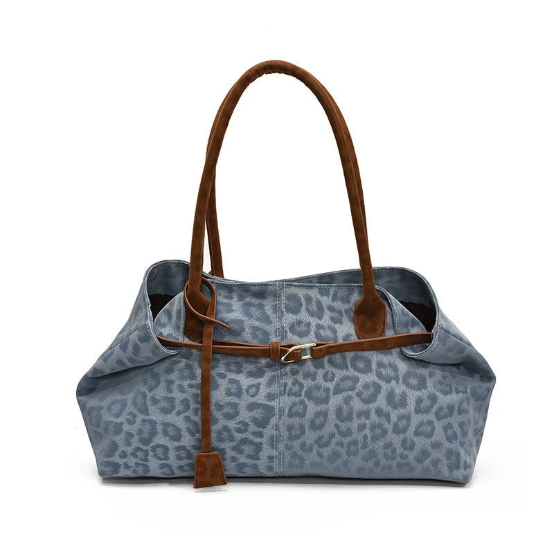 Newly Leopard PU Leather Shoulder Bags for Women Luxury Designer Brand Trend Tote Bag Females Short Handle Handbags and Purses